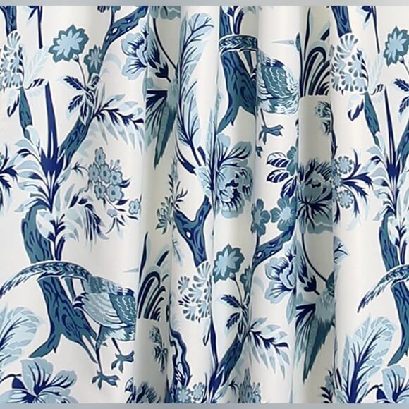 Lush Decor Blue Floral Bird Toile Print Light Filtering Curtains 52”W x 84”L NWT - Picture 4 of 13